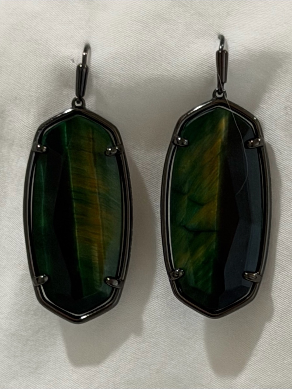 Kendra Scott Elle Green Faceted Drop Earrings Tiger’sEye